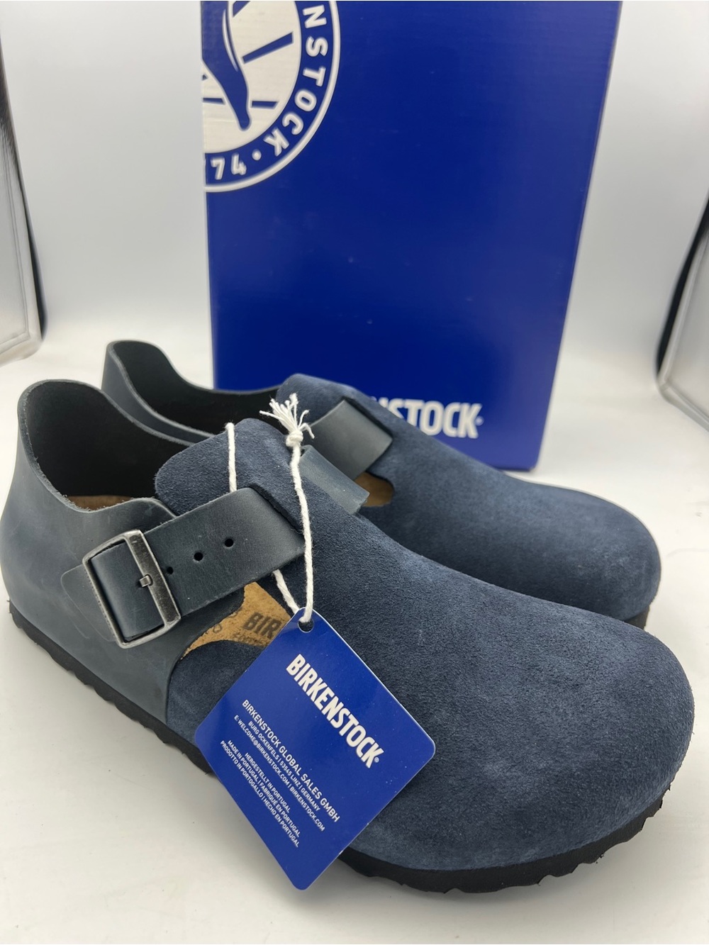 Birkenstock London BS New Navy Suede/Leather Size EU 43 M 9 W 11 REG NEW w/Box